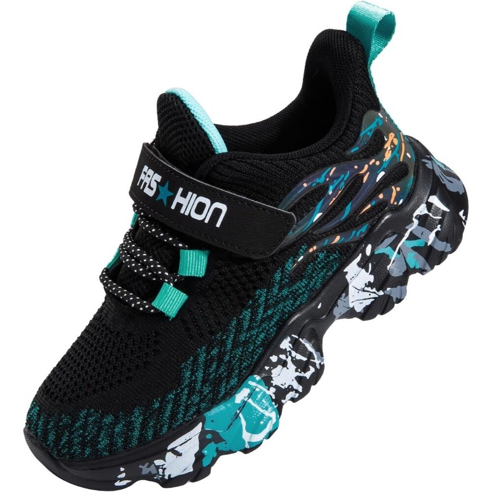 〽️Boys Running Athletic Black Blue Sneaker Sport Breathable Tennis Comfort Shoes